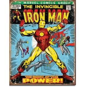 Iron Man Tin Sign - "Retro Comic Book" USA Made